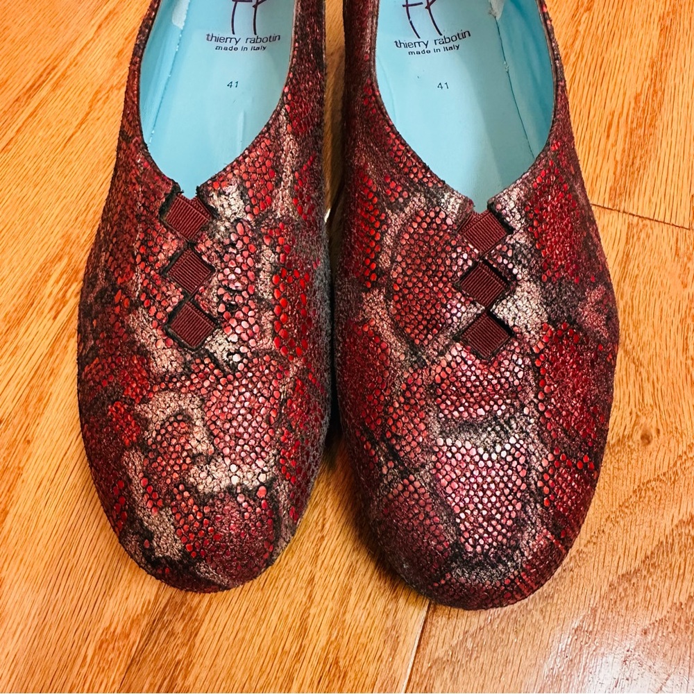 Thierry Rabotin Red Snakeskin Loafers